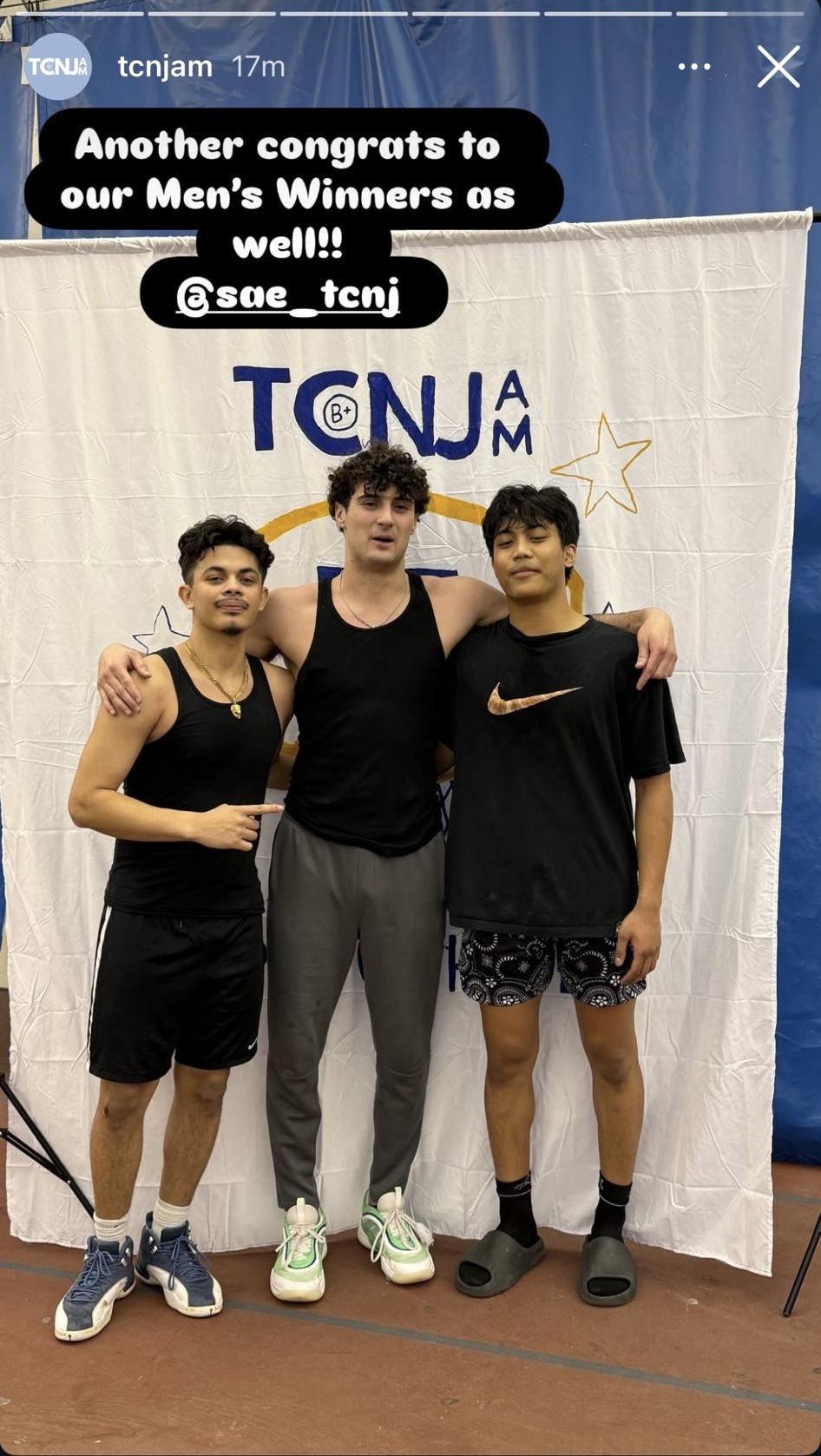 TCNJam celebrating the SAE men’s winners